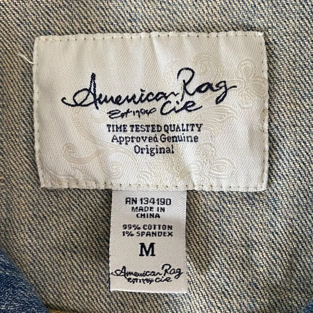 American Rag Denim Jean Vest Women's Medium Button-Front Sleeveless Medium Wash - Picture 8 of 10